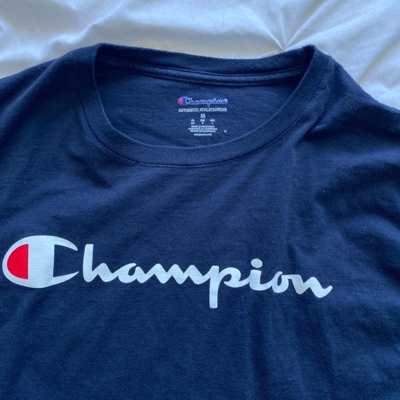 champion navy blue and white medium long sleeve 💙🤍 - Picture 2 of 4